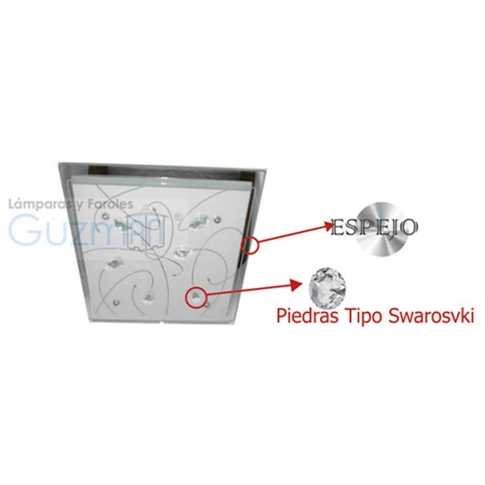 PLAFON ALMENDRA CUADRADO GRANDE 2 LUCES SIN FOCO MCA GUZMAN