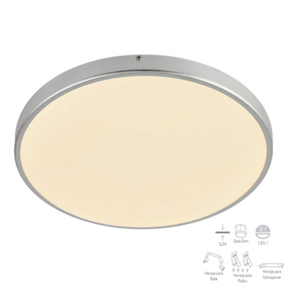 LÁMPARA DE INTERIOR LED IBIZA TECNOLITE SOBREPONER EMPOTRABLE BOTE INTEGRAL 9W LUZ SUAVE CÁLIDA