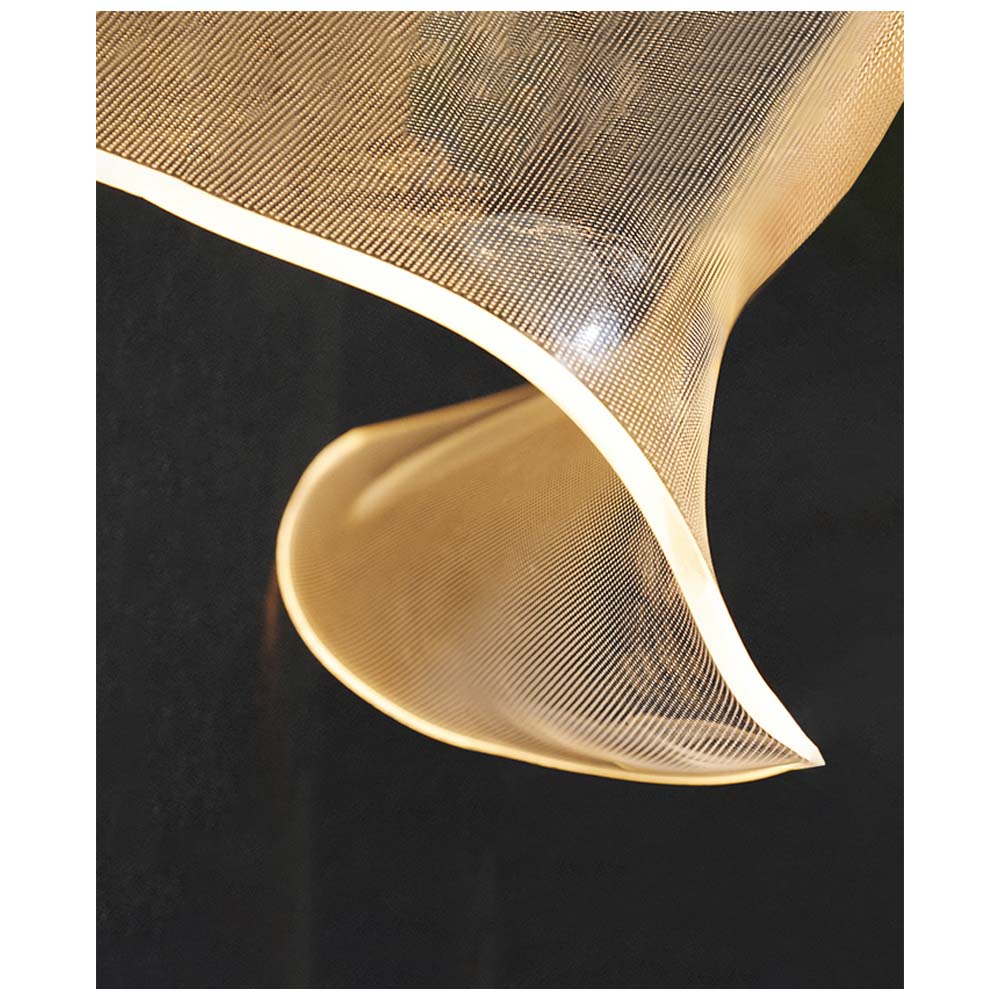 LUMINARIO COLGANTE ONDA LED DORADO CEPILLADO 127V 3000K *** HA. LUMI ***