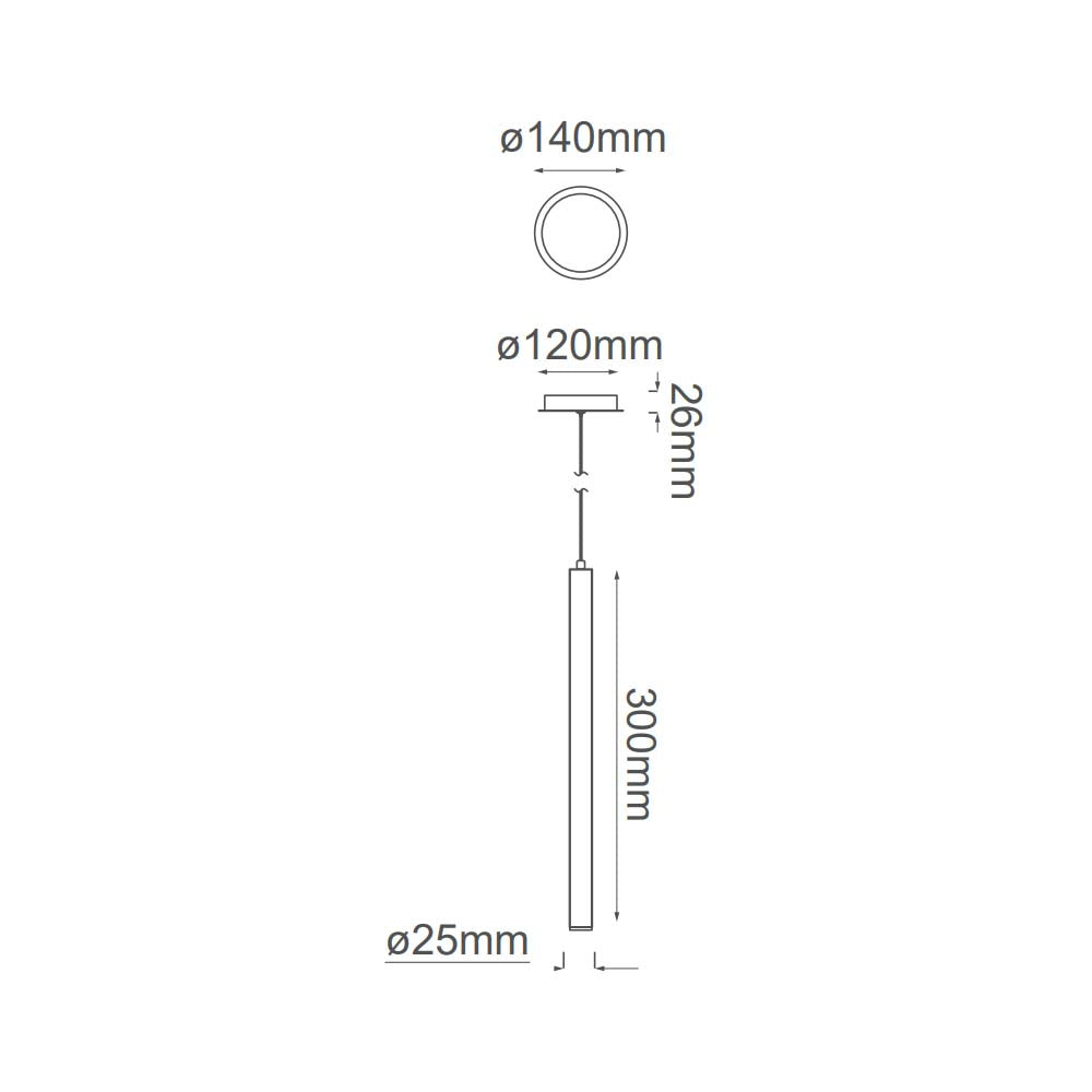 LUM COLGANTE CILINDRO 1 LUZ MINHA PENDANT D60XH600MM 1XGU10 (NO INCLUIDO) CROMO QUOR