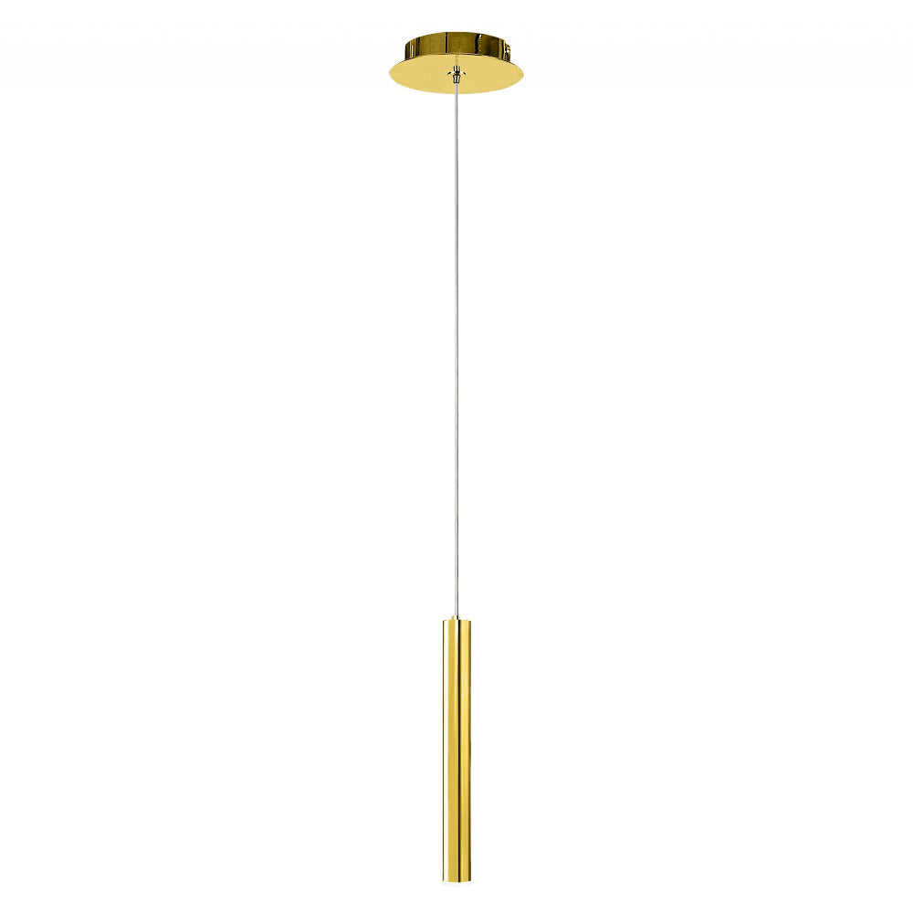 LUM COLGANTE CILINDRO 1 LUZ MINHA PENDANT D25XH300MM 1XG9 (NO INCLUIDO) DORADO QUOR