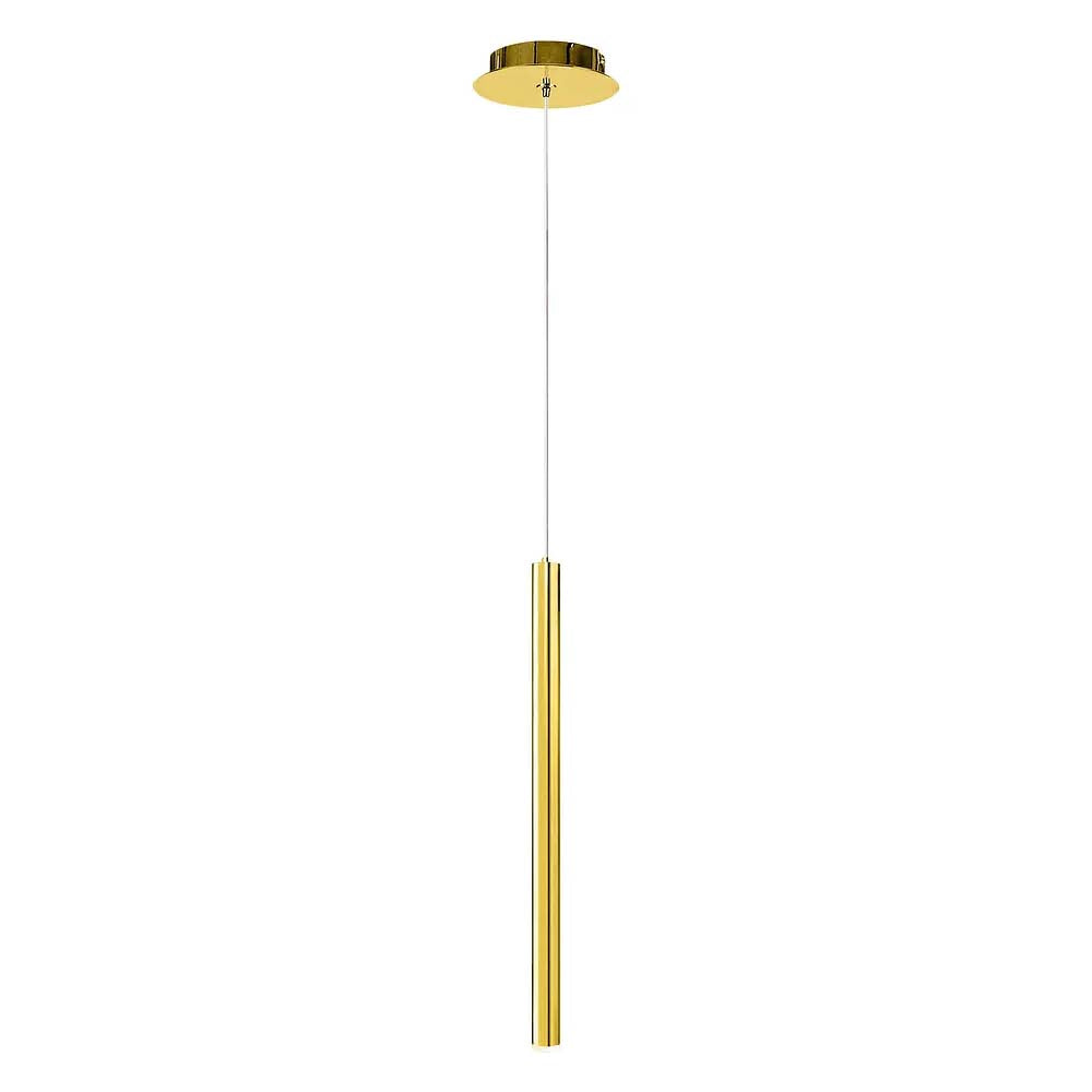 LUM COLGANTE CILINDRO 1 LUZ MINHA PENDANT D25XH600MM 1XG9 (NO INCLUIDO) DORADO QUOR