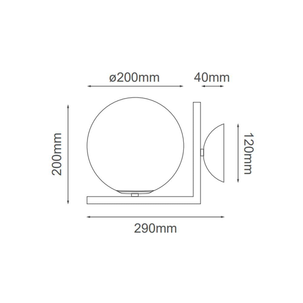 ARBOTANTE SONNE ESFERA D200 E26 127V 1X60W G45 (NO INCLUIDO) NEGRO QUOR *** HA. LUMI ***
