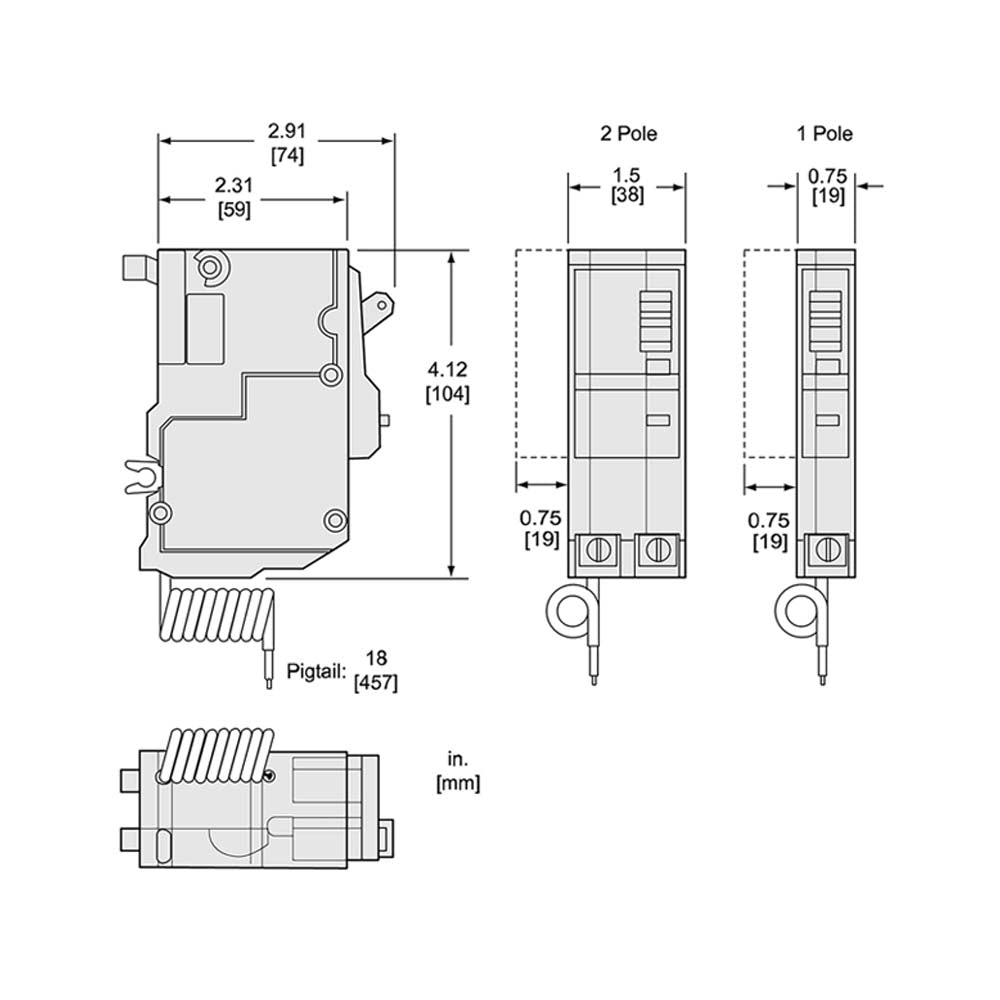 INTERRUPTOR TERMOMAGNETICO QO120GFI 1X20A 6MA GFI PGTAIL ENCHUFABLE 10KA SCHNEIDER ELECTRIC *** OFRECER BTP1C20R6 ***