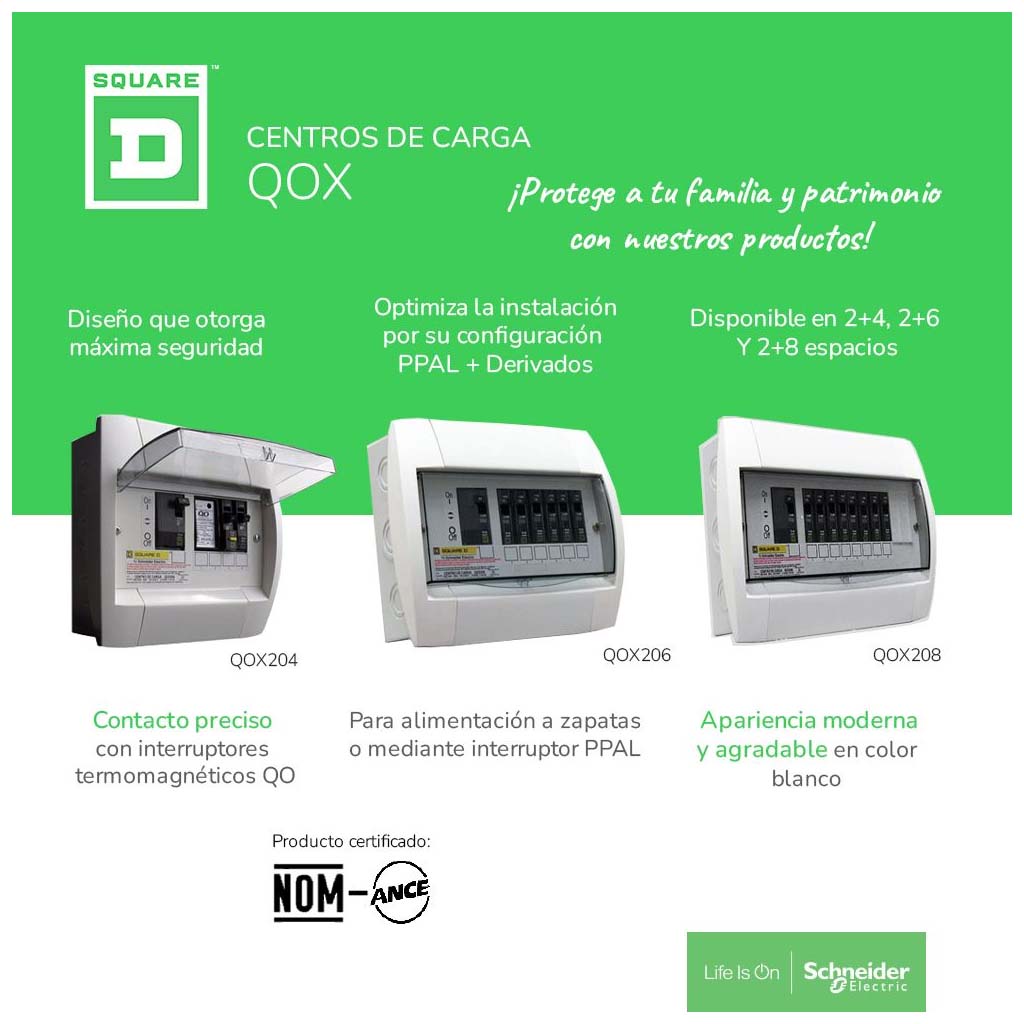 CENTRO DE CARGA QOX 2+8 ZAP. PRINC. QOX208 *** OFRECER E215P8BNK ***