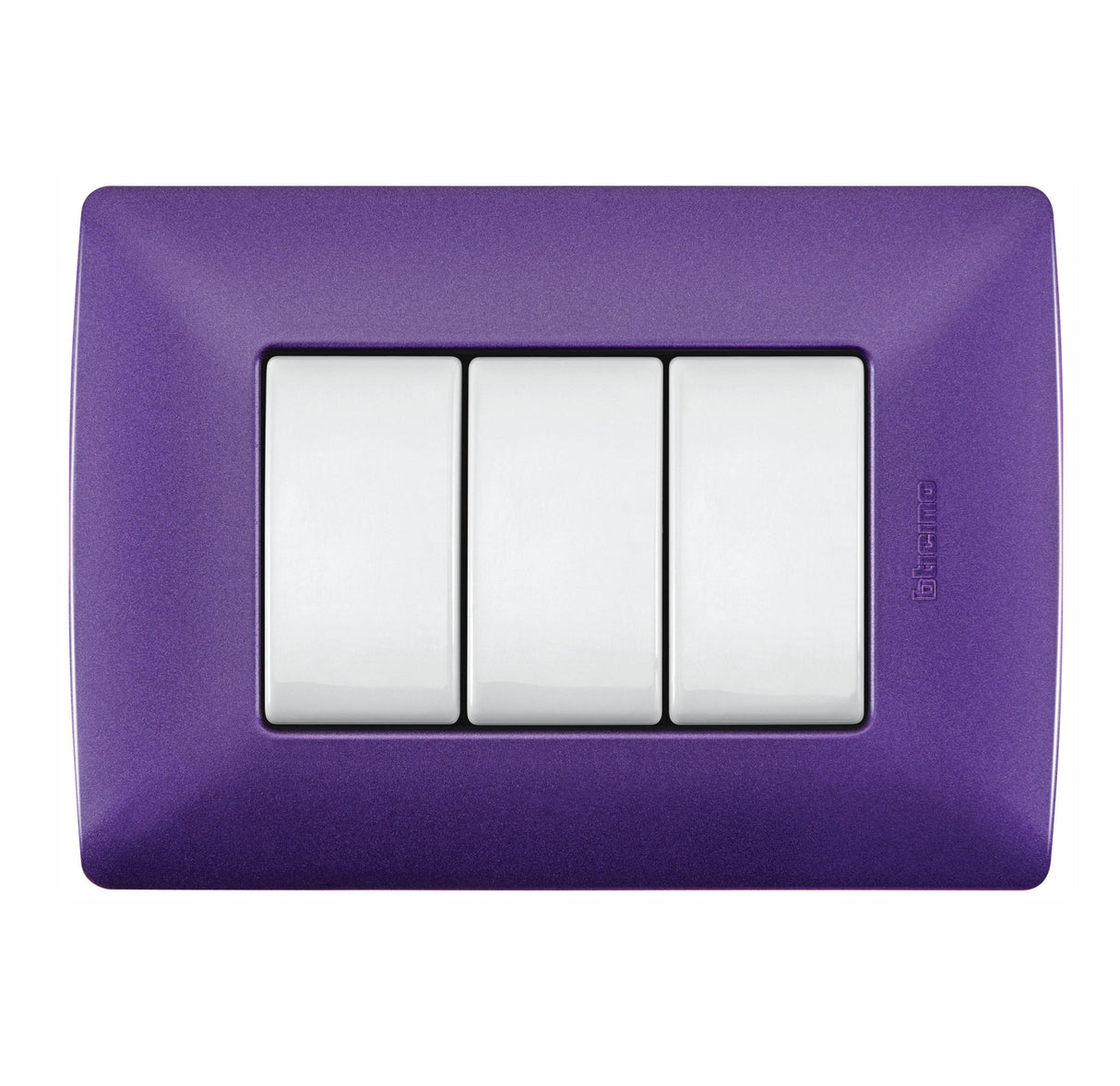 PLACA DE RESINA TEXTURIZADA BTICINO CON CHASIS LAVANDA 3 MÓDULOS QZ4803M3BLL