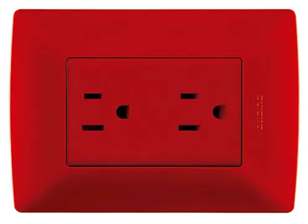 TOMA DE CORRIENTE DÚPLEX BTICINO 15A 127-250V 2P 1T 3 MÓDULOS ROJO QZ5115DR ***HAE 2023***