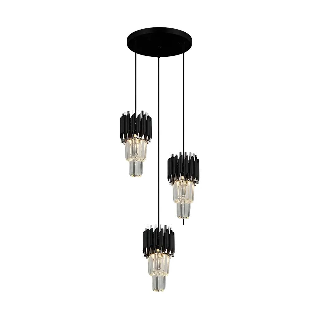 MINI CANDIL DE TRES LUCES CRISTAL CROM/NEG E27