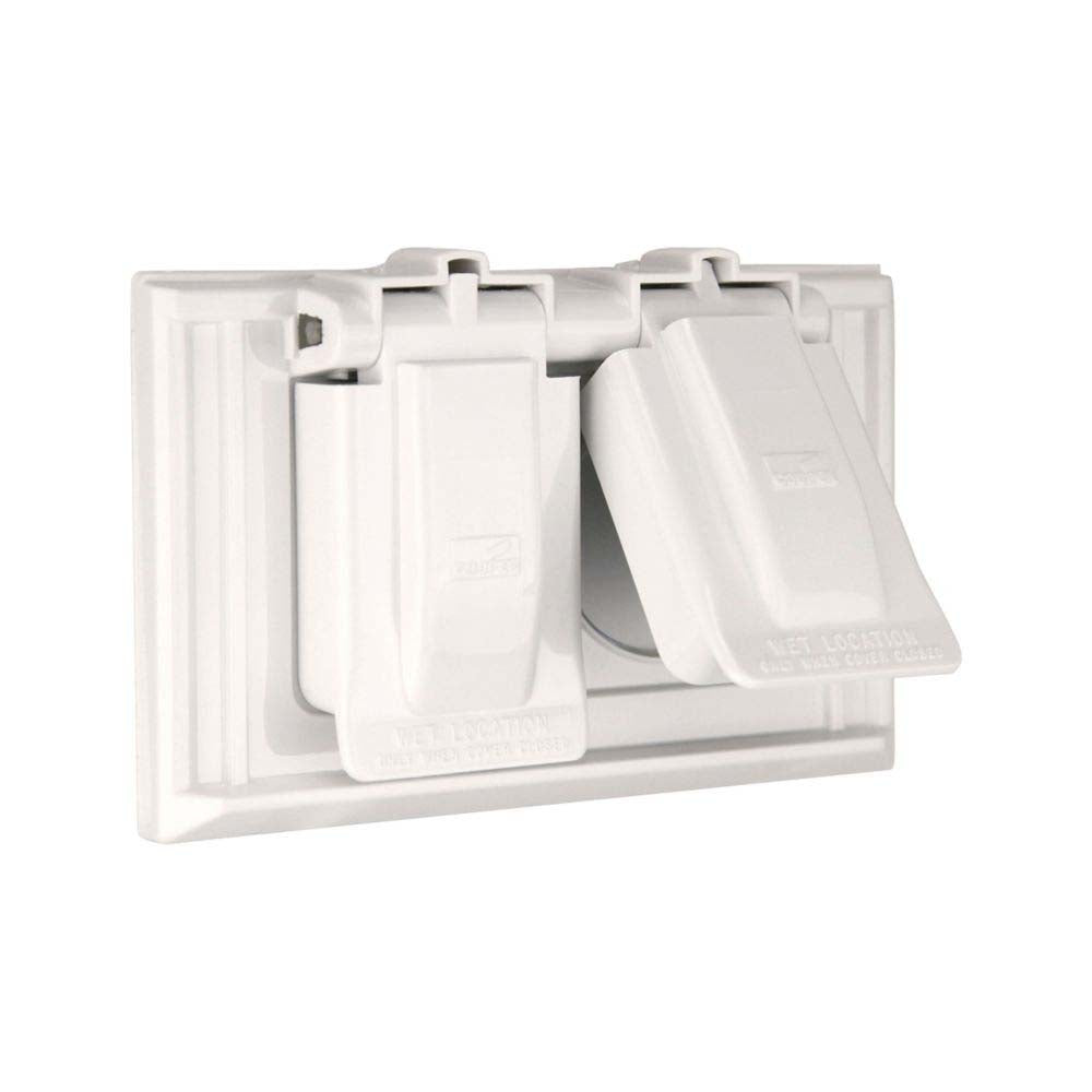 TAPA CON CERRADO AUTOMATICO 1 MOD GRIS RECEPTACULO DUPLEX DISPOSITIVO COMBINABLE HORIZONTAL 2 ENTRADAS