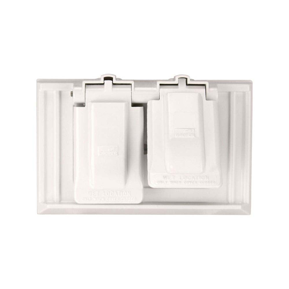 TAPA CON CERRADO AUTOMATICO 1 MOD GRIS RECEPTACULO DUPLEX DISPOSITIVO COMBINABLE HORIZONTAL 2 ENTRADAS