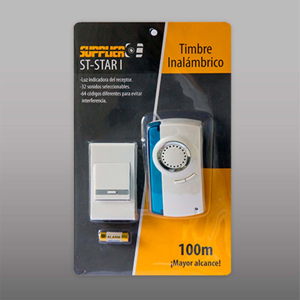 TIMBRE INALAMBRICO BLANCO Y AZUL 32 SONIDOS (3 NIVELES) DESDE EL RECEPTOR SUPPLIER