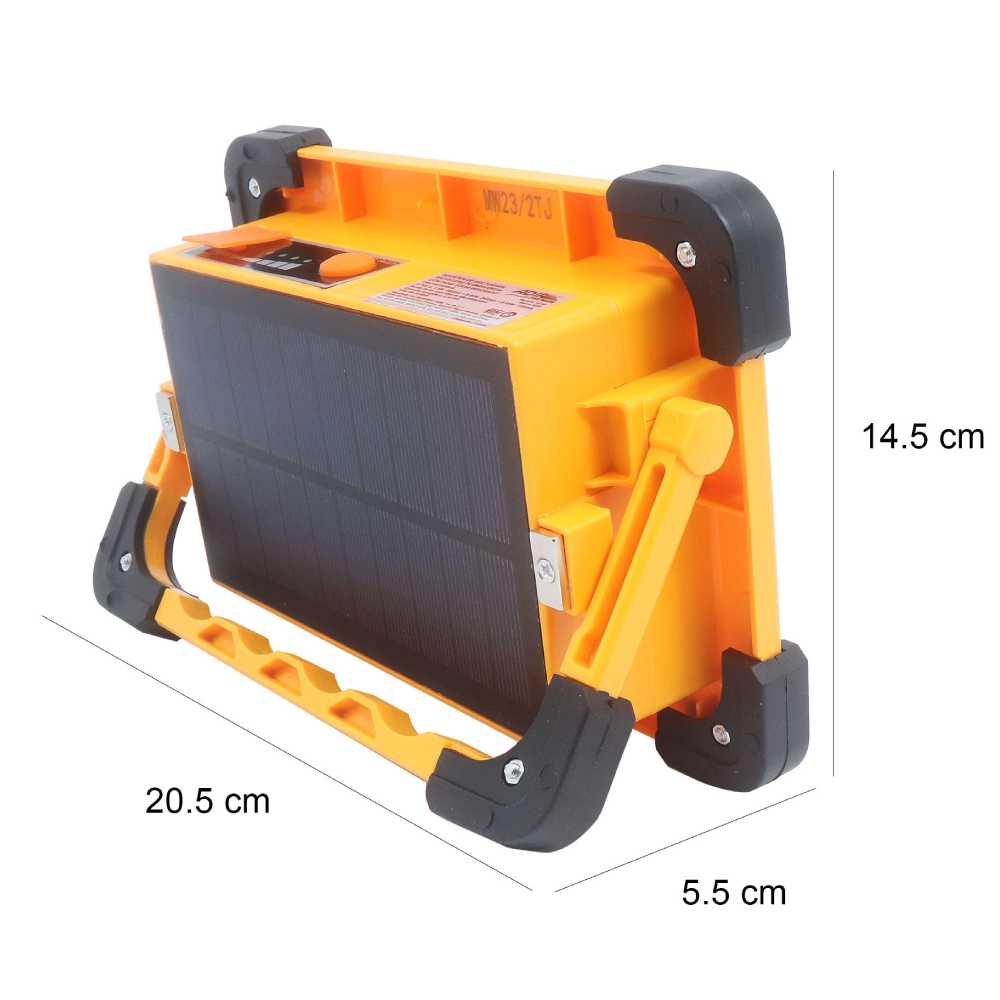 REFLECTOR AMARILLO CON CELDA SOLAR 50W 65000K 3 INTENSIDADES DE LUZ ESTOBO ROJO AZUL MLESSO