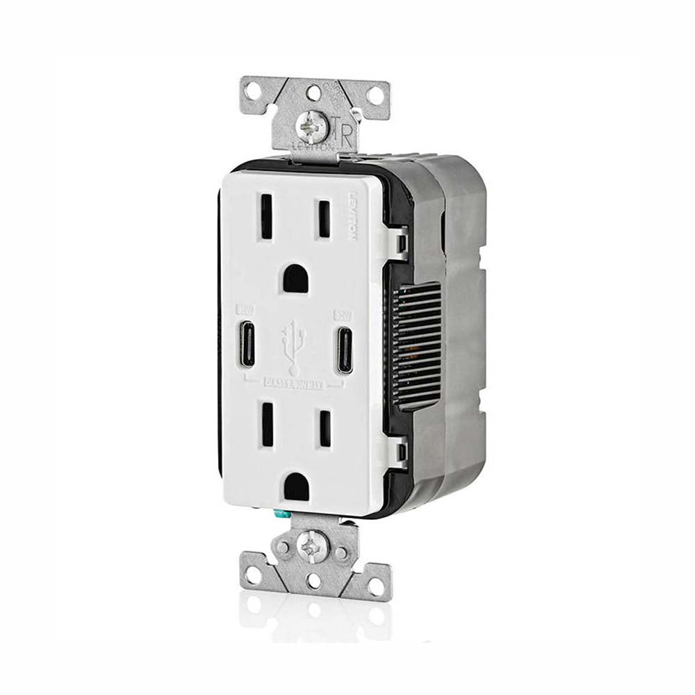 RECEPTACULO DUAL TIPE CTR CON USB 15A 125V DECORA BLANCO LEVITON