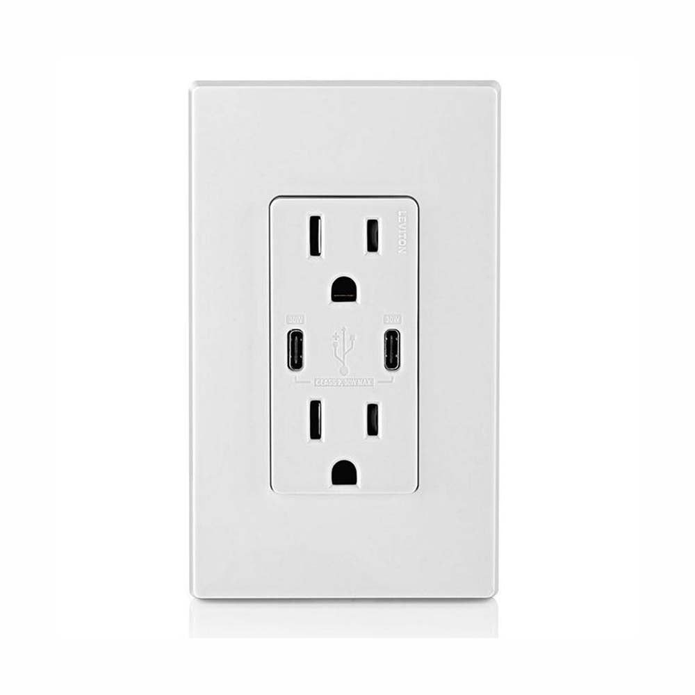 RECEPTACULO DUAL TIPE CTR CON USB 15A 125V DECORA BLANCO LEVITON