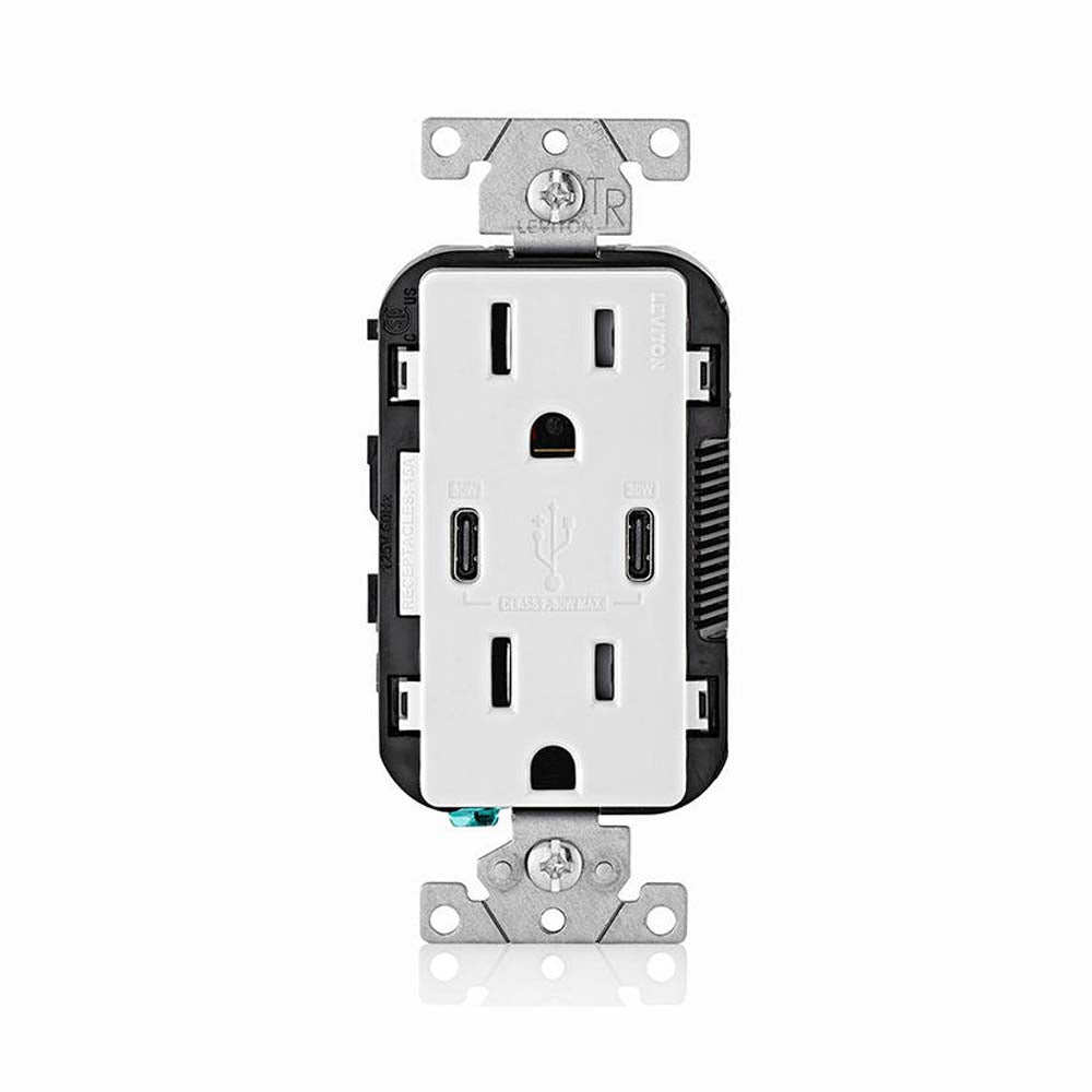 RECEPTACULO DUAL TIPE CTR CON USB 15A 125V DECORA BLANCO LEVITON