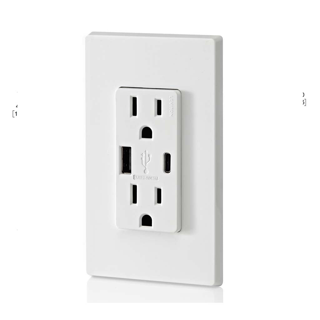 RECEPTACULO DUPLEX DECORA TAMPER RESISTANT PTOS USB A/C 3.6A 15A 125V 2P3H BCO S/ PLACA