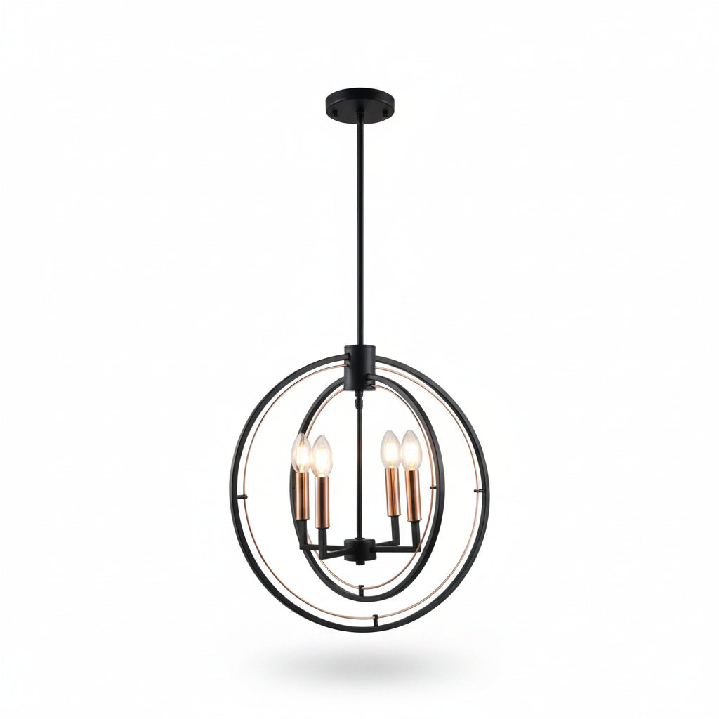 LUMINARIA COLGANTE COLOR NEGRO/DORADO 4 X 40 W ERIS