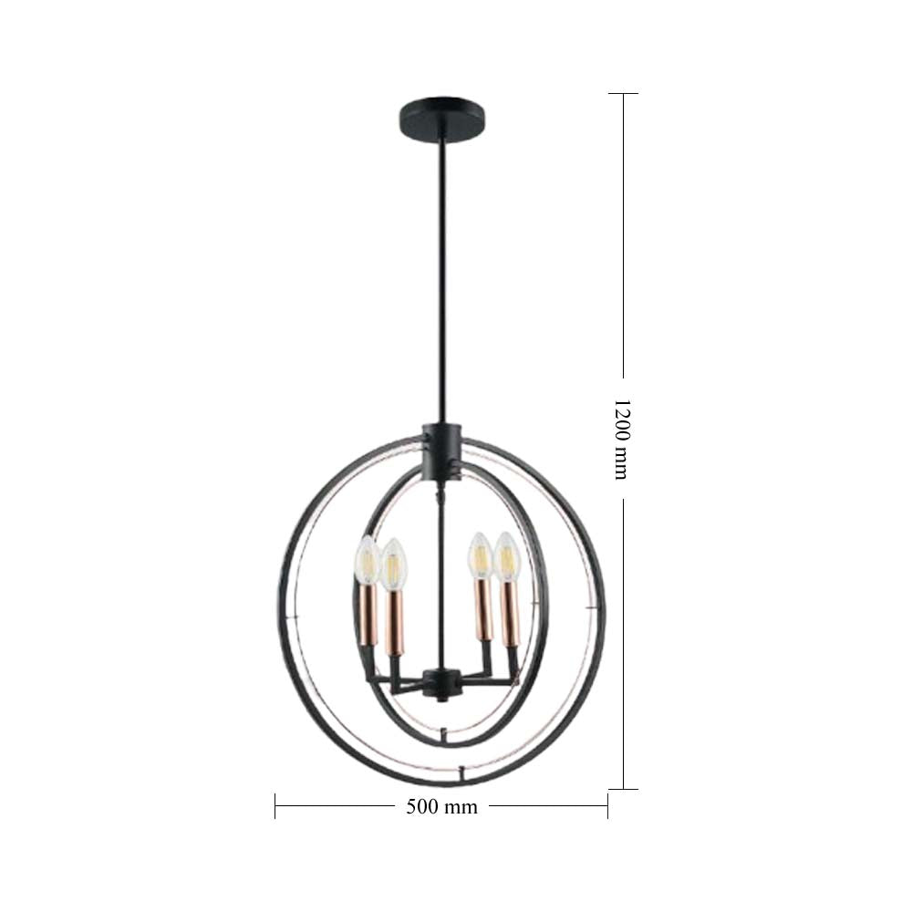 LUMINARIA COLGANTE COLOR NEGRO/DORADO 4 X 40 W ERIS