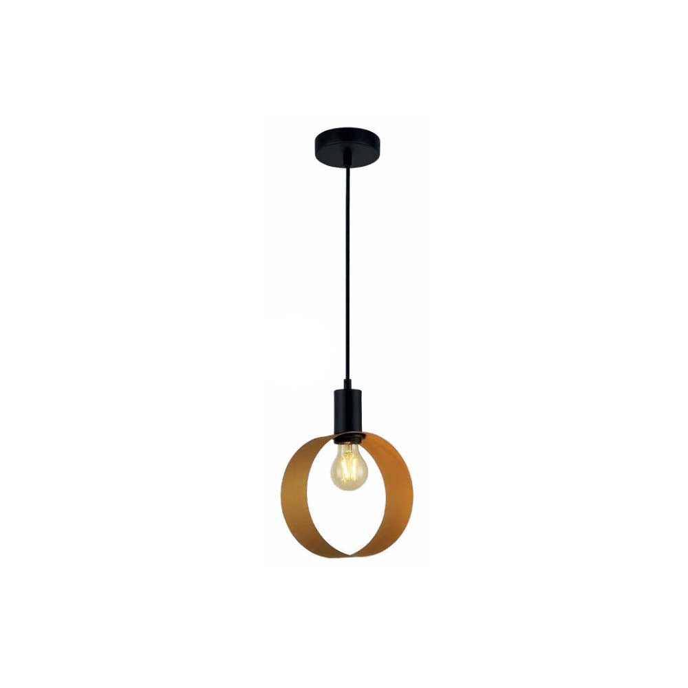 LUMINARIA COLGANTE COLOR DORADO CON NEGRO 1 X 60 W OLYMPIA TECNOLITE HOME *** EXHIBIDO ***