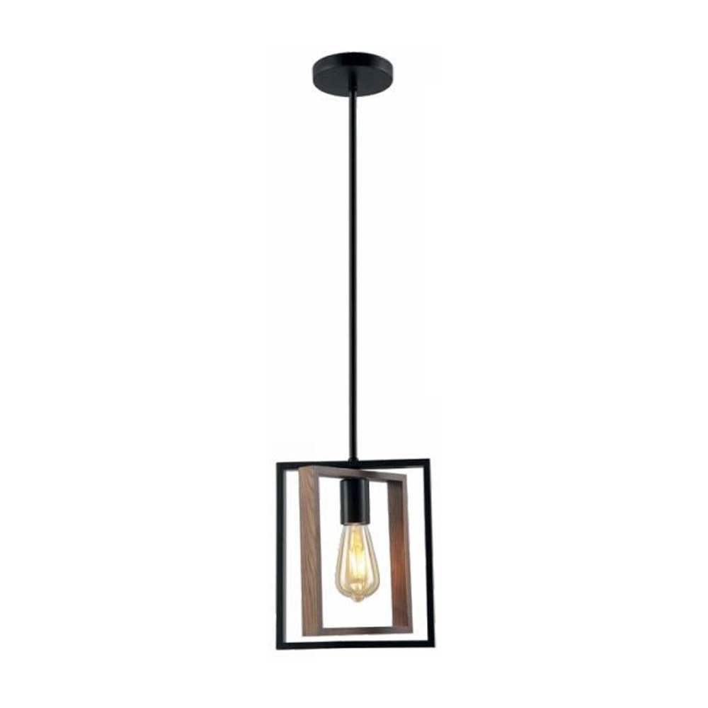 LUMINARIA COLGANTE COLOR NEGRO/MADERA 1 X 60 W TABIA *** HA. LUMI ***