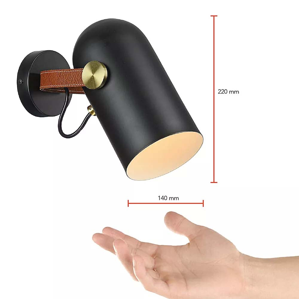 LUMINARIA DE PARED NEGRO/PIEL 1X60W. NAVIS