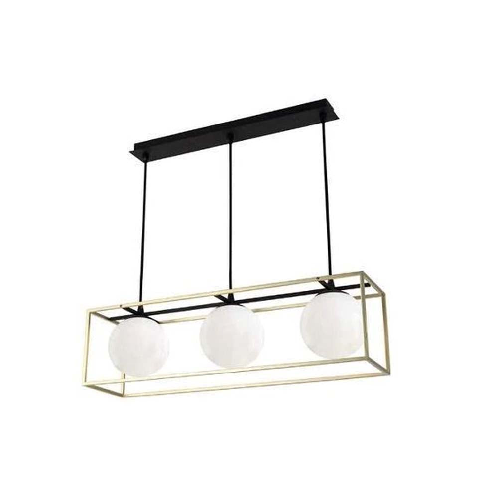 LUMINARIA COLGANTE DORADO/CRISTAL OPALINO 3 X 40 W CADIZ TECNO HOME