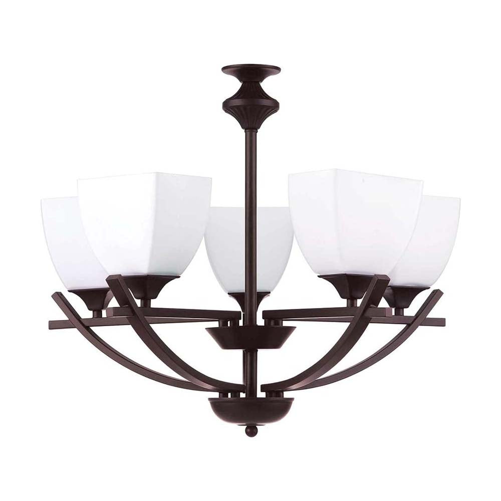 CANDIL CRISTAL OPALINO TOKIO 5 X 60W CAFE OBSCURO *** HA. LUMI ***