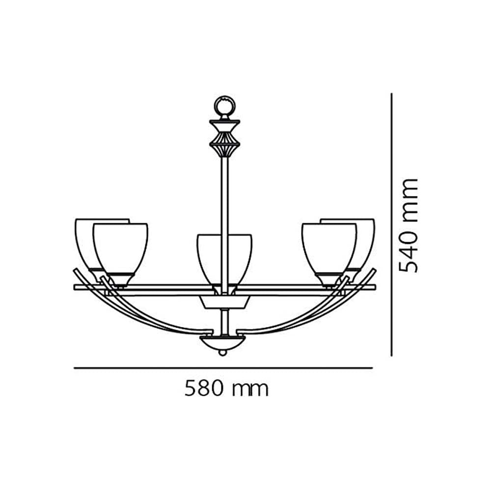 CANDIL CRISTAL OPALINO TOKIO 5 X 60W CAFE OBSCURO *** HA. LUMI ***