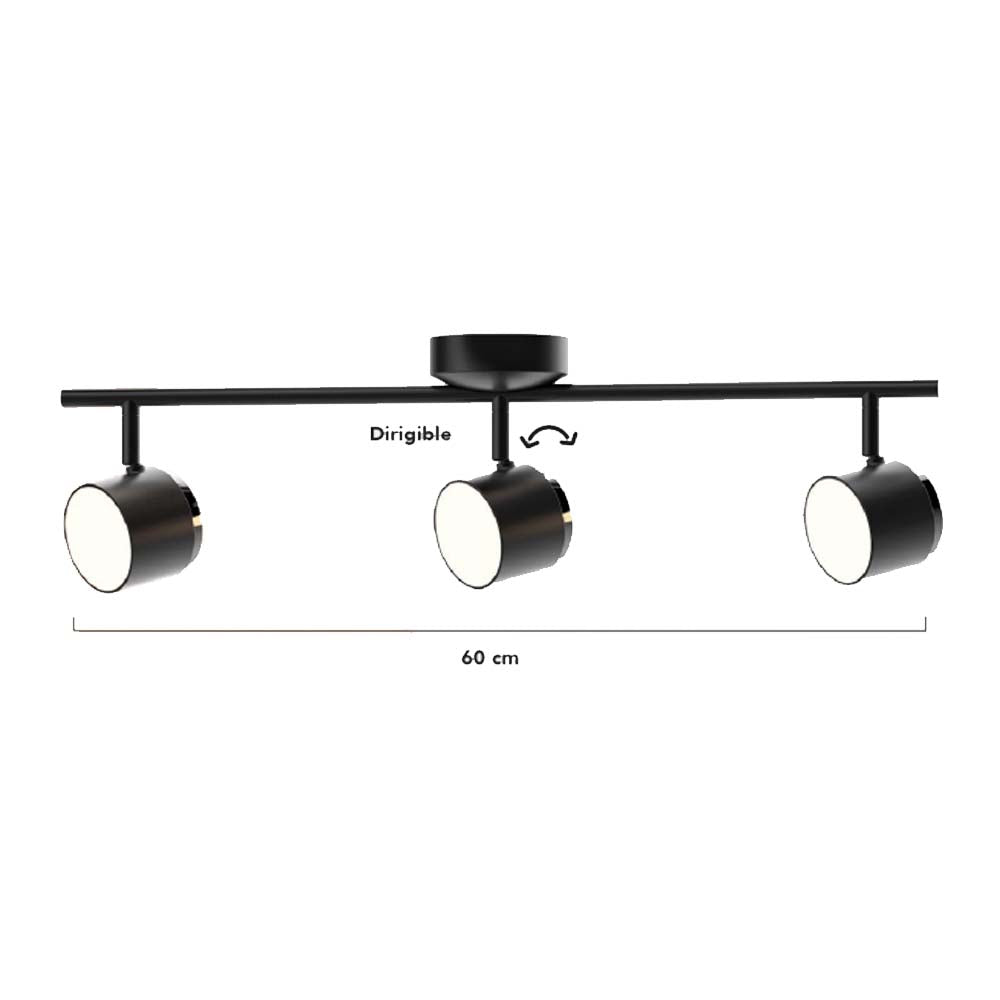 LUMINARIA LED SPOT COLOR NEGRO 3 X 4 W LU ***T.E. JUNIO 2024***