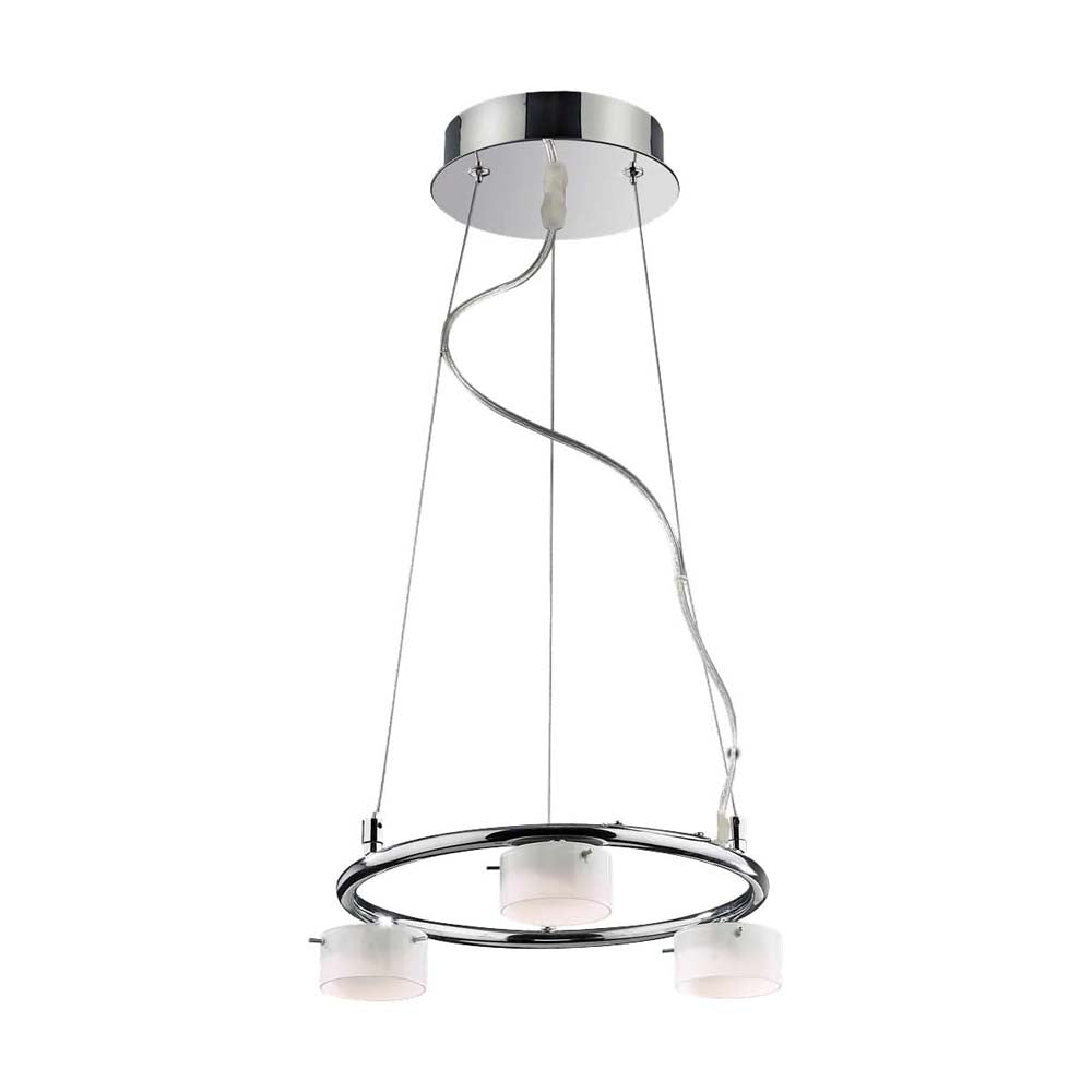 LUMINARIO COLGANTE TECHO LED 3X4W/127V. CIRCULAR CROMO PANTALLA CRISTAL *** PRODUCTOS CON EXIST. NAVE 7