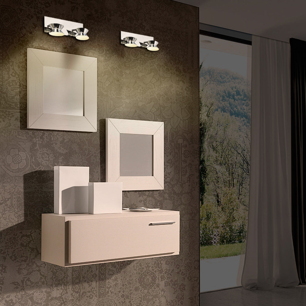 PARED ACABADO CROMO LED 2 X 3 W SERIE KENYA