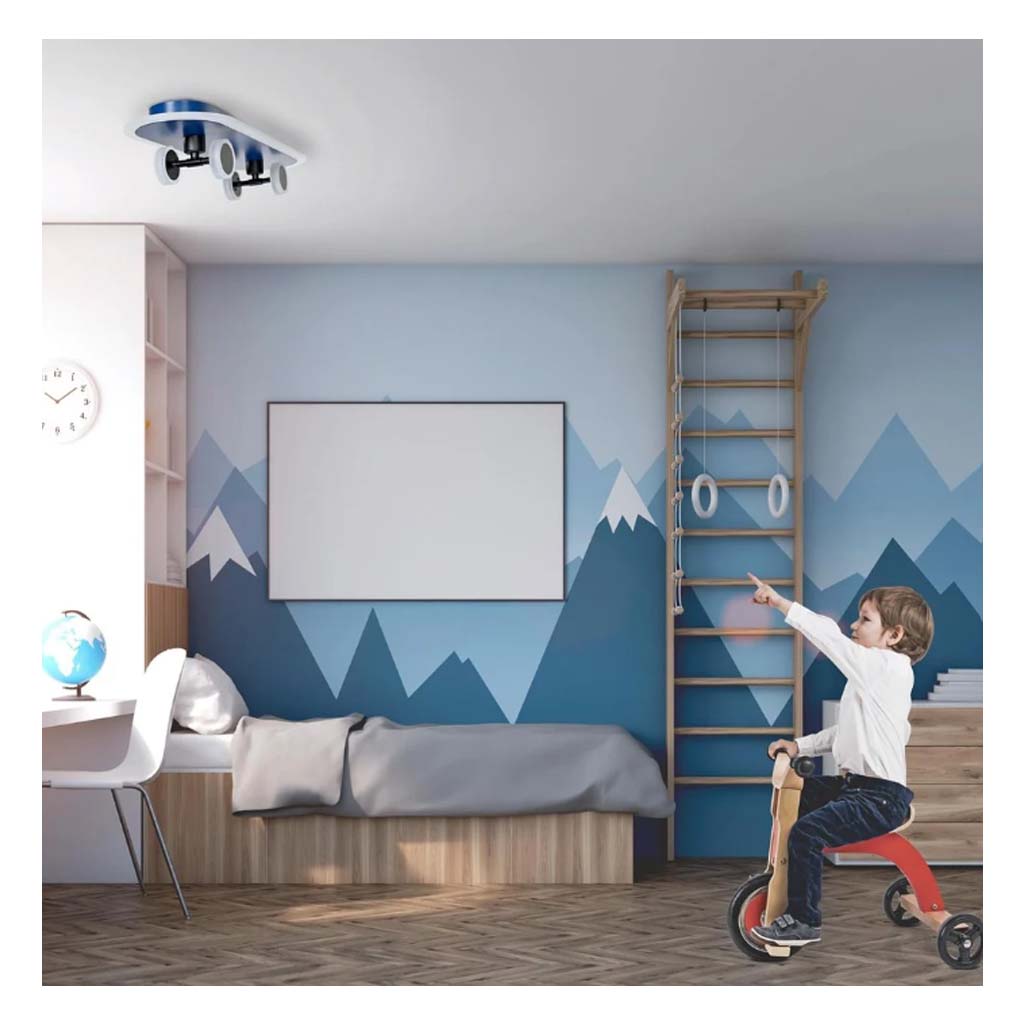 LAMPARA DE TECHO INFANTIL MODELO PATINETA COLOR AZUL LED 32W 3000K TK-16/AZUL