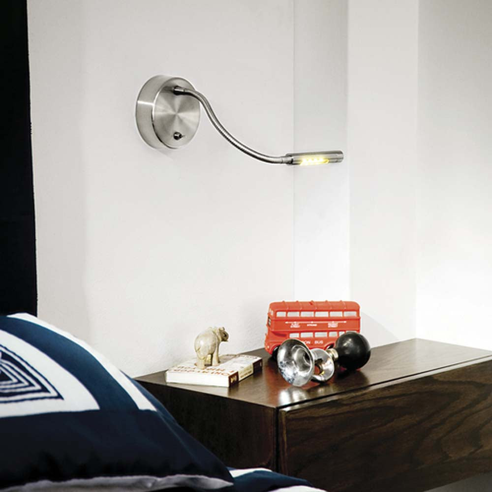 LAMPARA DE LECTURA LED TECNOLITE PARA SOBREPONER 2W LUZ SUAVE CALIDA FLEXIBLE