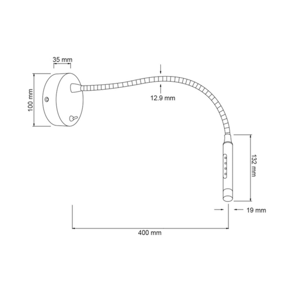 LAMPARA DE LECTURA LED TECNOLITE PARA SOBREPONER 2W LUZ SUAVE CALIDA FLEXIBLE