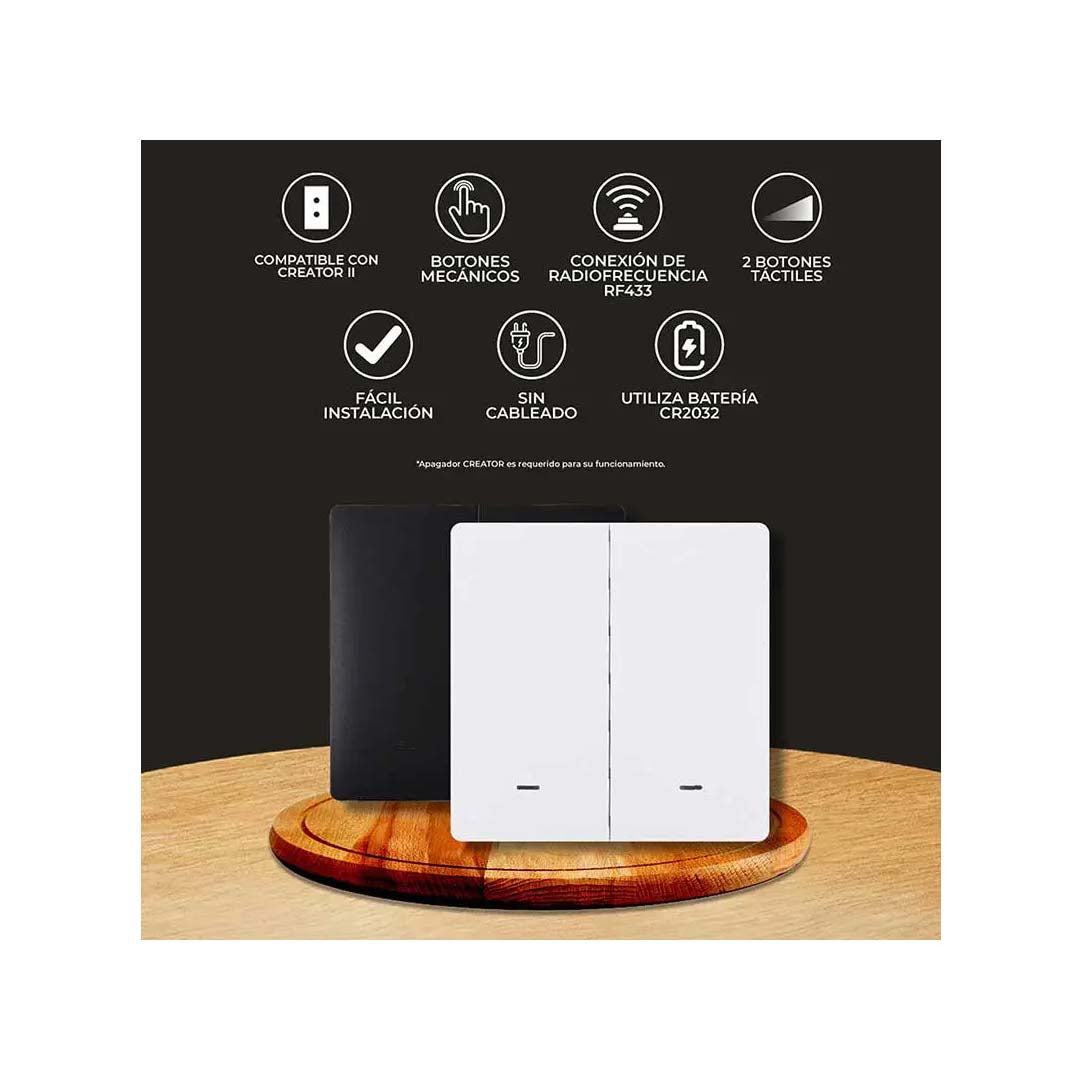 CONTROL SWITCH 2 INTERRUPTORES ***NEGRO*** .6W 3VCD