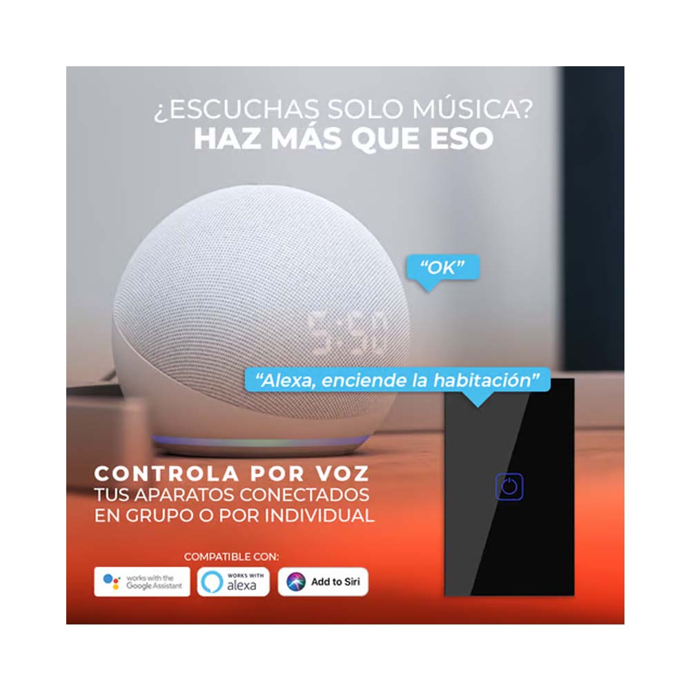 INTERRUPTOR 1C WIFI C/NEUTRO COLOR NGRO TECNOLITE