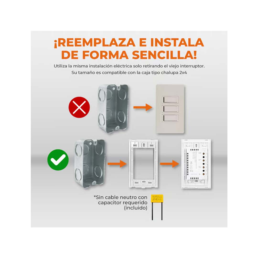 INTERRUPTOR 2C WIFI S/NEUTRO COLOR NGRO