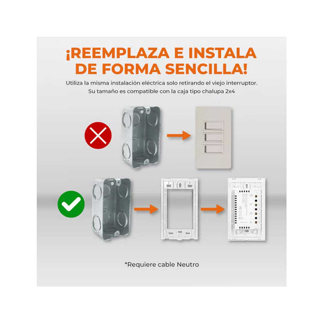 INTERRUPTOR 2C WIFI C/NEUTRO COLOR NGRO TECNOLITE