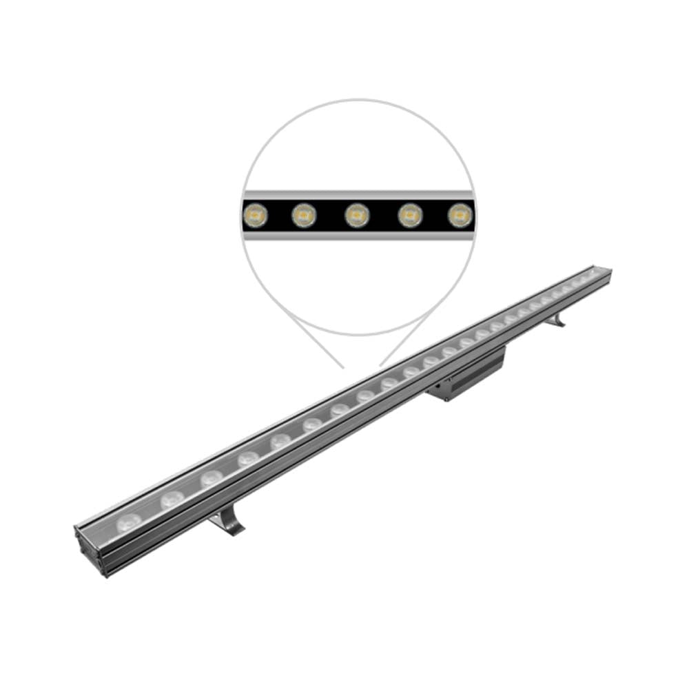 LUMINARIO WALL WASHER 18 LEDS 24W/85-265V BCO CALIDO 45 IP65 SOBREP DIRIG ALUM CTAL. TEMPL. ILUMILEDS