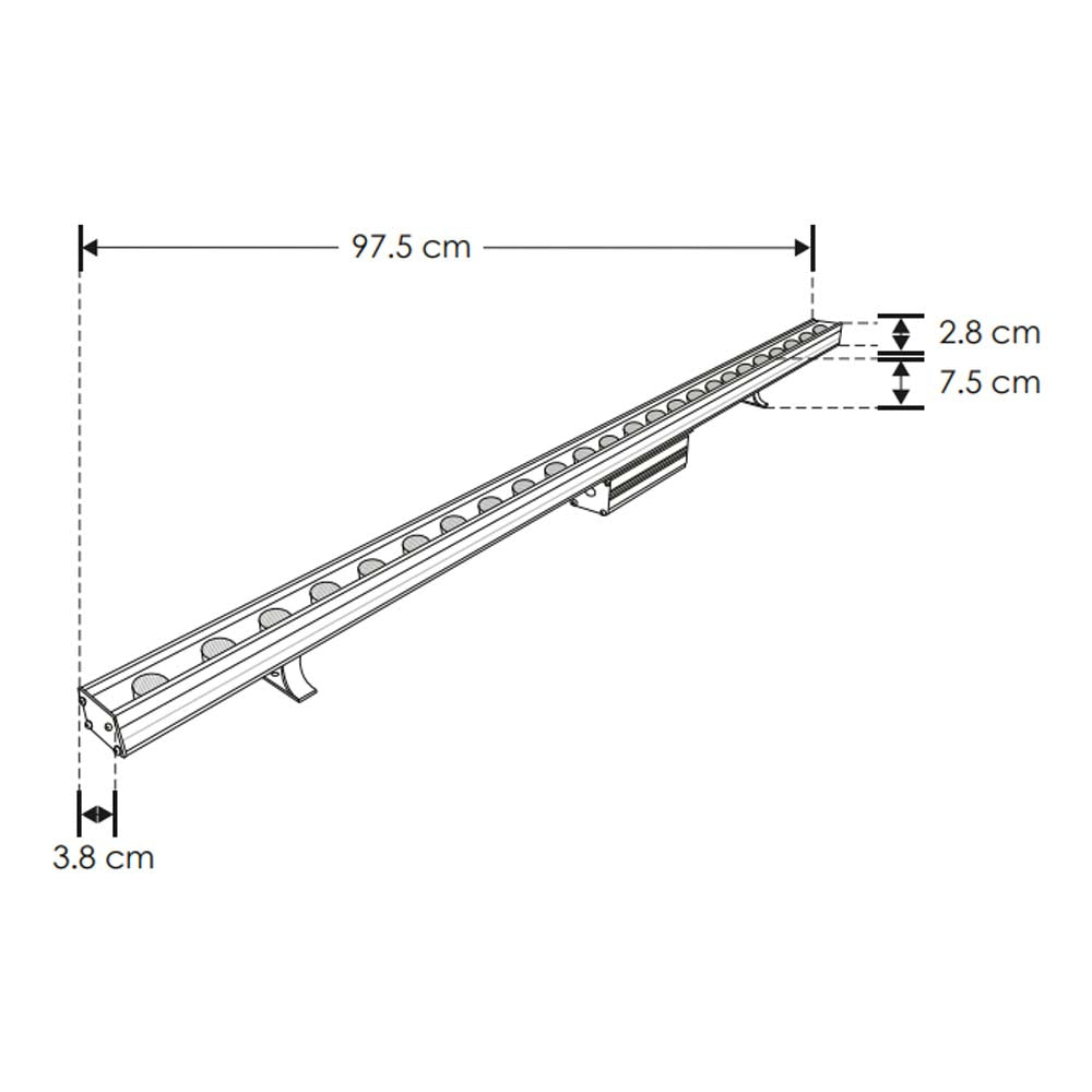 LUMINARIO WALL WASHER 18 LEDS 24W/85-265V BCO CALIDO 45 IP65 SOBREP DIRIG ALUM CTAL. TEMPL. ILUMILEDS