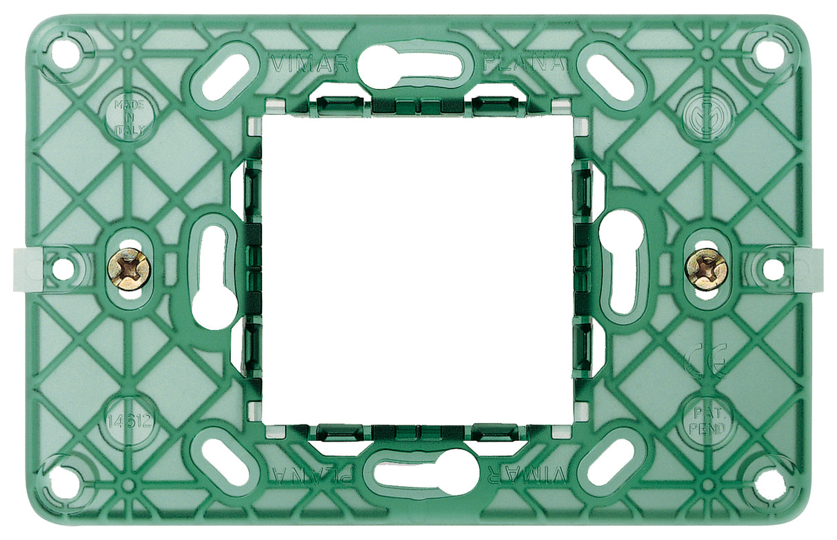 SOPORTE 2 MOD. CENTRALES CON TORNILLOS PARA CAJA EMPOTRABLE DE 3 MOD. PLANA VIMAR