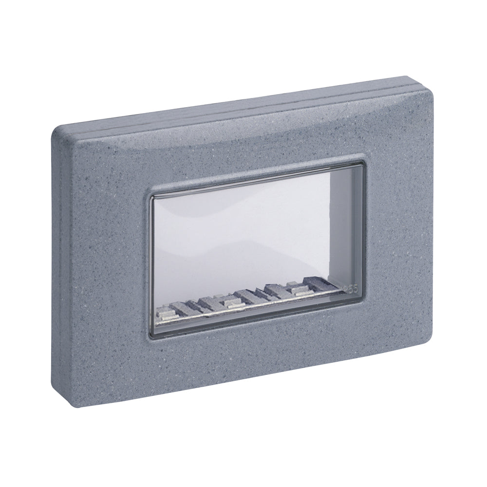 PLACA RESISTENTE A LA INTEMPERIE 3 MODULOS IP55 GRIS ACERO