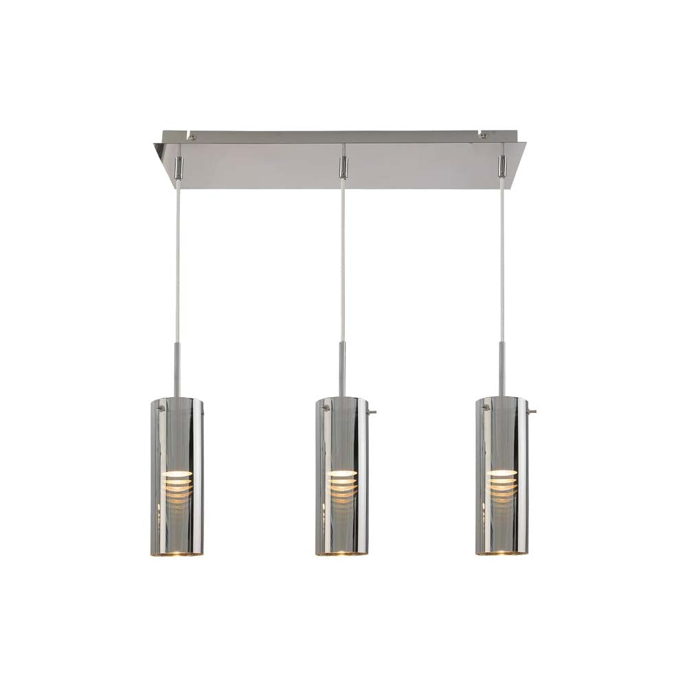 LÁMPARA COLGANTE DE 3 LUCES CALUX 105W 127V 3XGU10 ACABADO CROMO-CRISTAL