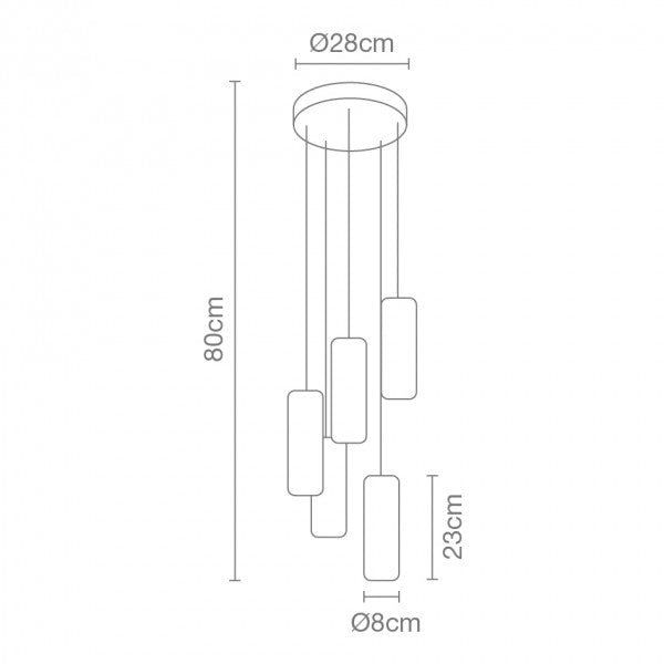 LÁMPARA COLGANTE DE 5 LUCES CALUX 175W 127V 5XGU10 ACABADO CROMO/CRISTAL
