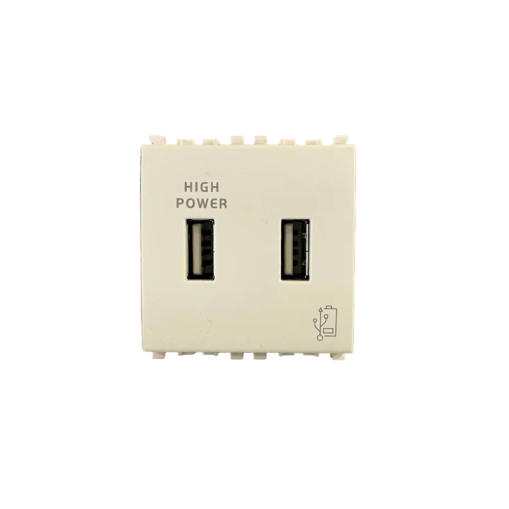 UNIDAD ALIMENTACION USB 5V. 2.1A. 2 MOD. 120-230V. BLANCO EIKON VIMAR