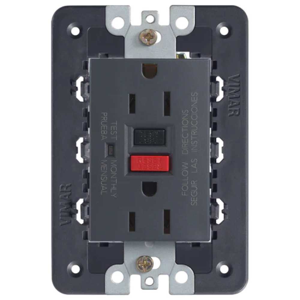 TOMACORRIENTE DUPLEX 2P+T 15A/125V. USA C/GFCI NEXT EVO VIMAR COLOR GRIS
