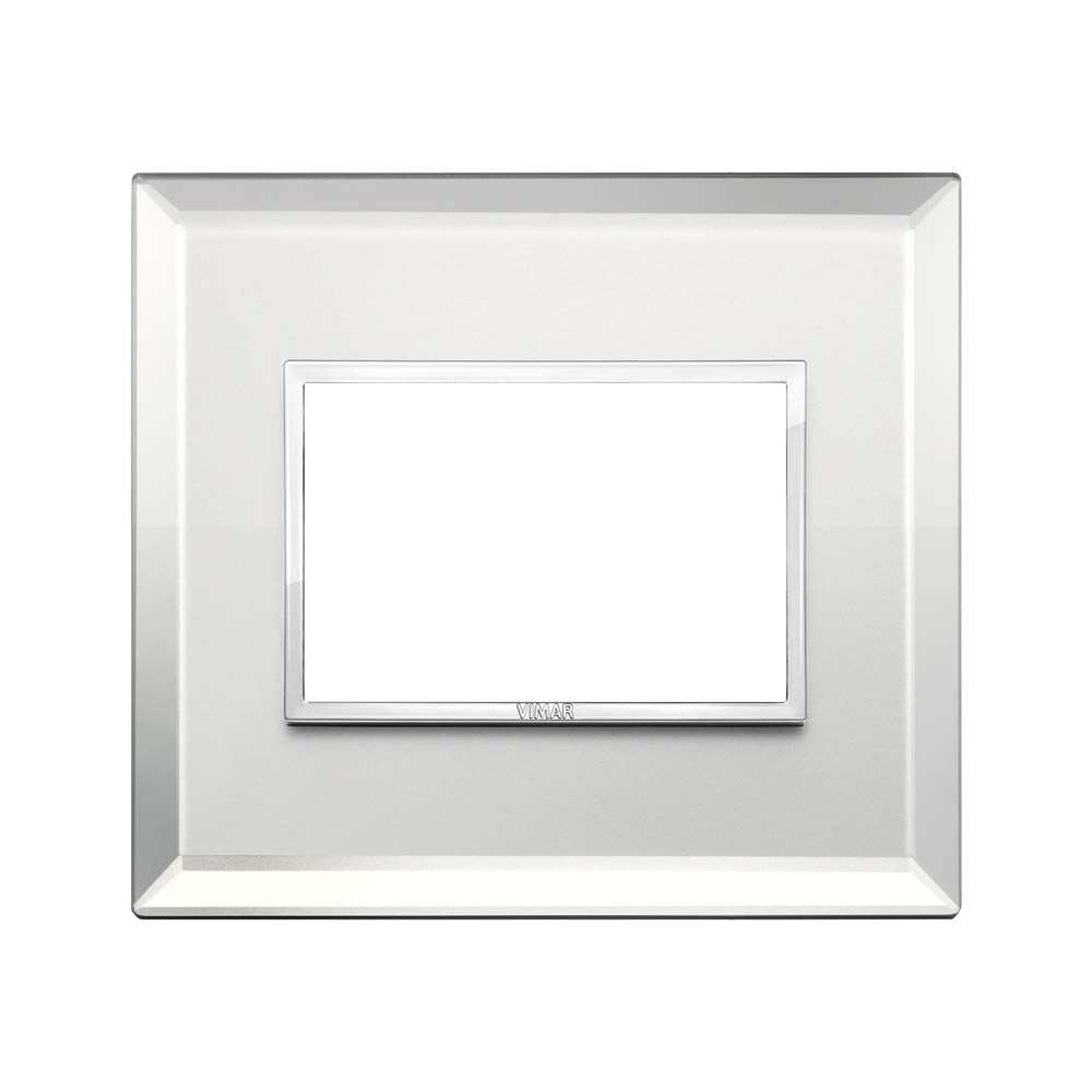 PLACA CRISTAL BISELADO 3 MOD. PLATA-HIELO EVO VIMAR