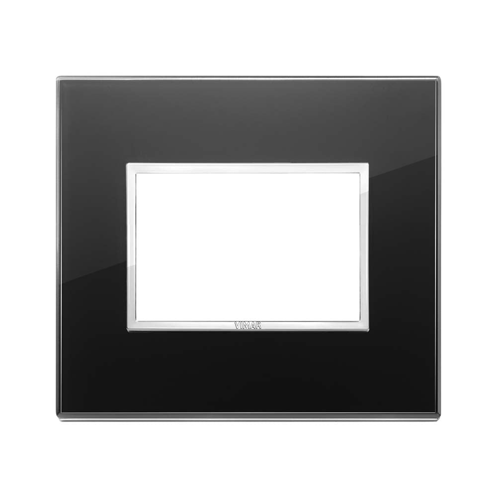 PLACA CRISTAL BISELADO 3 MOD. NEGRO DIAMANTE EVO VIMAR
