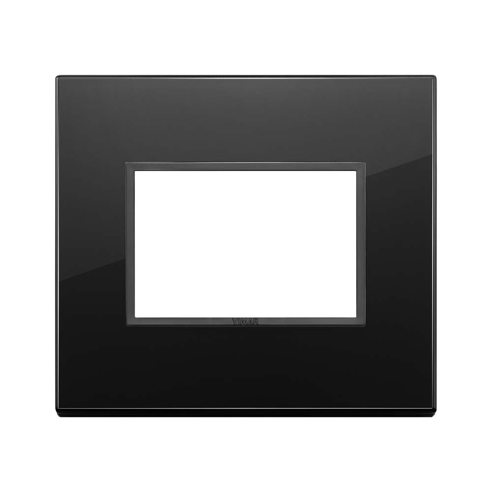 PLACA CRISTAL BISELADO 3 MOD. NEGRO TOTAL DIAMANTE EVO VIMAR