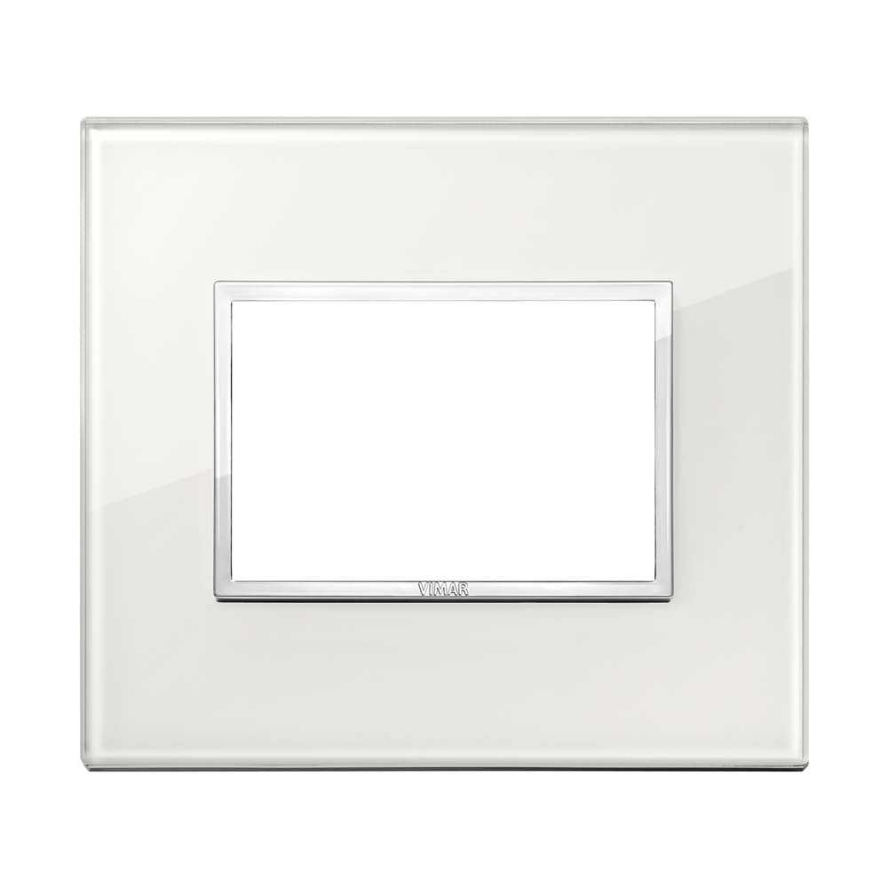 PLACA CRISTAL BISELADO 3 MOD. BLANCO DIAMANTE EVO VIMAR